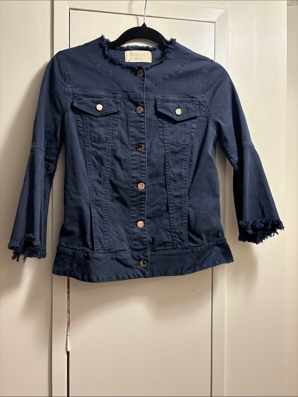 KAOS Navy Frayed-Trim Women's Jacket